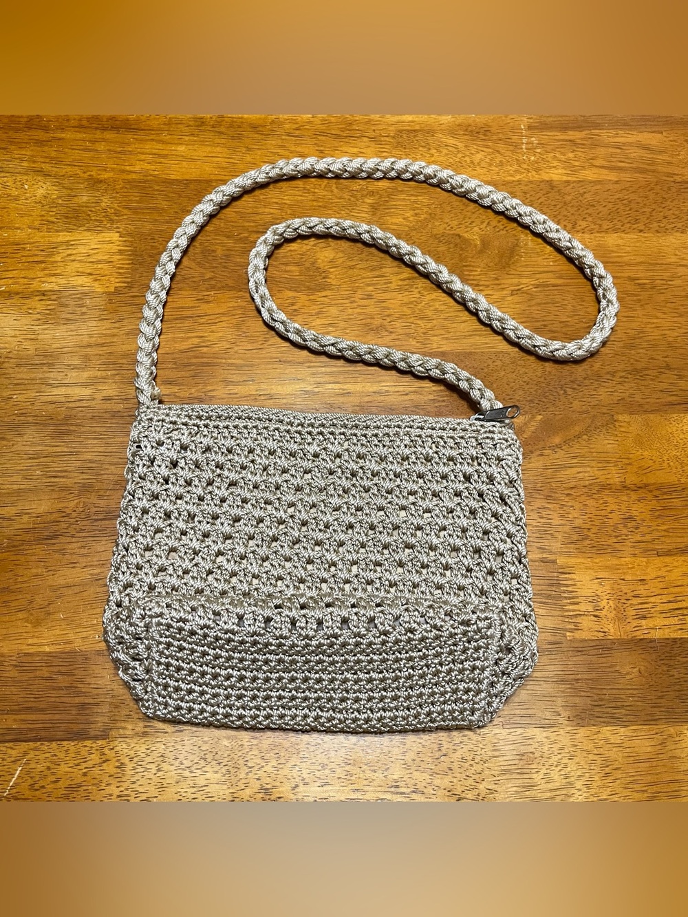 Vintage Lina woven crossbody shoulder bag taupe